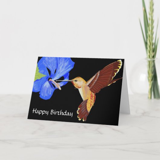 Carte Oiseau de mer et Hibiscus bleu Joyeux anniversaire (Devant)