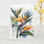 Carte Oiseau de Paradis - Fleurs aquarelle (Fleur jaune)