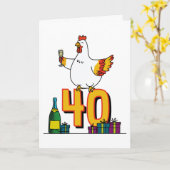 Carte Oiseau de poulet Anniversaire 40e Hen Animaux de c (Fleur jaune)