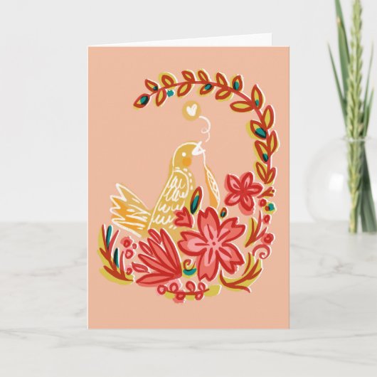 Carte Oiseau de ressort rêvant de l'amour (Devant)