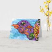 Carte Oiseau de tatouage (Fleur jaune)