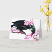 Carte Oiseau de Tui alimentant sur des fleurs de (Fleur jaune)