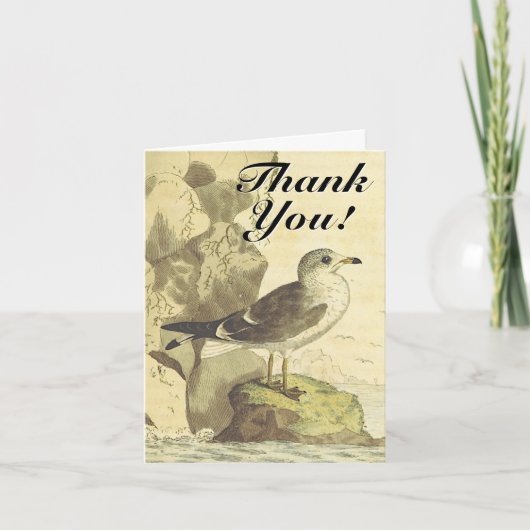 Carte Oiseau debout, "Merci !", Vintage (Devant)
