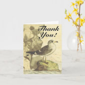 Carte Oiseau debout, "Merci !", Vintage (Fleur jaune)