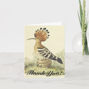 Carte Oiseau debout, style vintage, "Merci !"