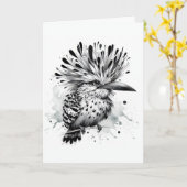 Carte Oiseau Délicat Pour Anniversaire (Fleur jaune)