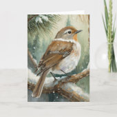 Carte Oiseau d'hiver enneigé Art Moderne (Devant)