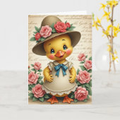 Carte Oiseau Doux Et Roses (Fleur jaune)