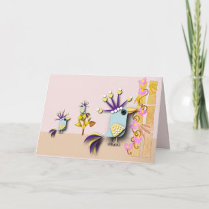 Carte Oiseau drôle occasion vide