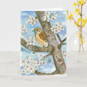 Carte Oiseau du Bruant Arbre à fleurs de printemps Joyeu (Fleur jaune)