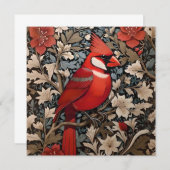Carte Oiseau du Cardinal du Nord William Morris Inspiré (Devant / Derrière)