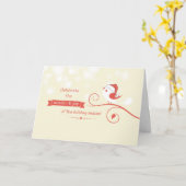 Carte Oiseau en Branche avec Santa Hat, Noël (Fleur jaune)