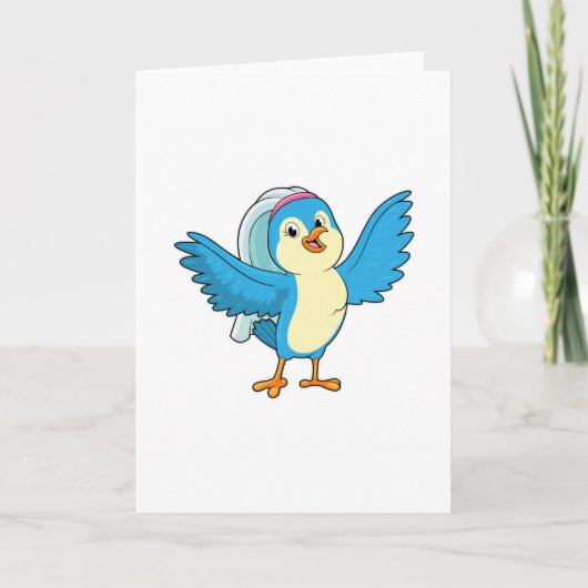 Carte Oiseau en mariée avec Voile (Devant)