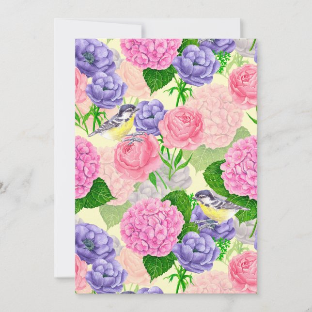 Carte Oiseau et fleurs (Devant)