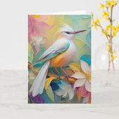 Carte Oiseau Fantastique à Dos Doré Touffu (Fleur jaune)