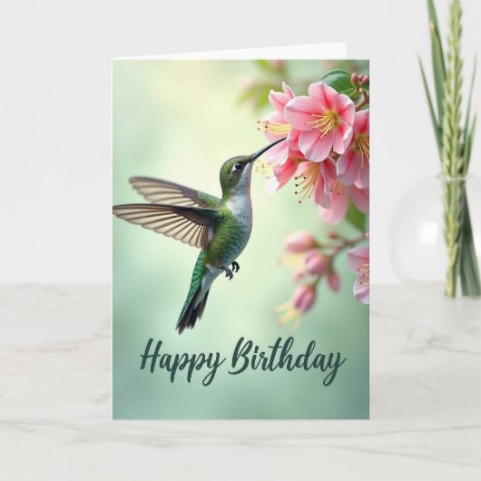 Carte Oiseau Fleur Charmante (Devant)