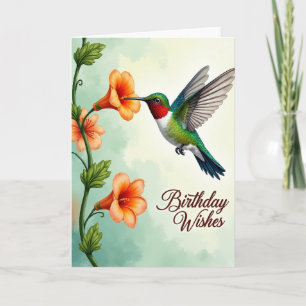 Carte oiseau floral vibrant