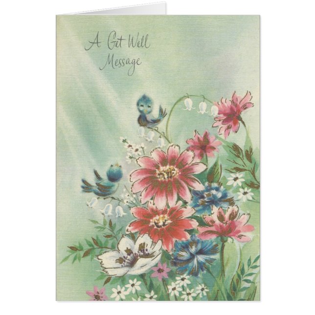 Carte Oiseau Get Well vintage (Devant)