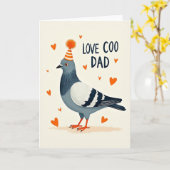 Carte Oiseau Gris Amour Roucoule Papa (Fleur jaune)