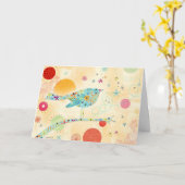 Carte Oiseau heureux (Fleur jaune)