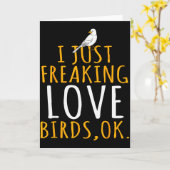 Carte Oiseau - J'adore juste les oiseaux Ok (Fleur jaune)