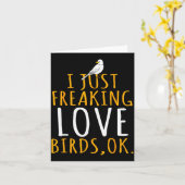 Carte Oiseau - J'adore juste les oiseaux Ok  (Fleur jaune)