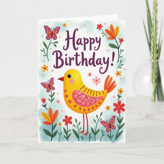 Carte Oiseau Jaune à Points (Devant)