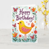 Carte Oiseau Jaune à Points (Fleur jaune)