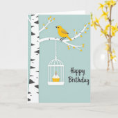 Carte Oiseau Jaune Joyeux (Fleur jaune)