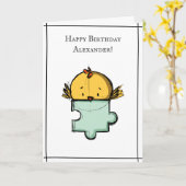 Carte Oiseau mignon avec pièce de puzzle Anniversaire pe (Fleur jaune)