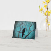 Carte Oiseau-noir avec ciel bleu aqua (Fleur jaune)