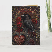 Carte Oiseau noir Beauté gothique dans l'obscurité Roses (Devant)