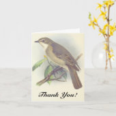 Carte Oiseau perché sur une branche d'arbre, "Merci !" (Fleur jaune)