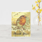 Carte Oiseau perché sur une branche, "Merci!" (Fleur jaune)