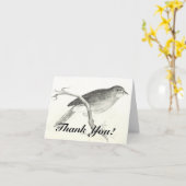 Carte Oiseau perché sur une branche, "Merci !" (Fleur jaune)