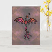 Carte Oiseau Phénix de Feu "Joyeux Anniversaire Magique (Fleur jaune)