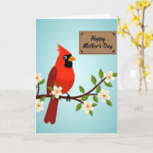 Carte Oiseau Printanière Rayée (Fleur jaune)