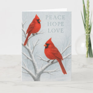 Carte Oiseau rouge de Paix, d'Espoir et d'Amour