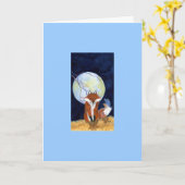 Carte Oiseau rouge et bleu (Fleur jaune)