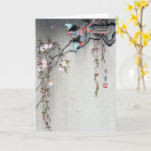 Carte Oiseau sur une branche de larmes de cerises, Watan (Fleur jaune)