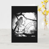 Carte Oiseau sur une branche Monochrome (Fleur jaune)