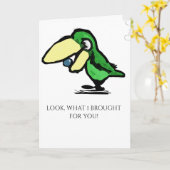 Carte Oiseau Vert Avec Une Myrtille (Fleur jaune)