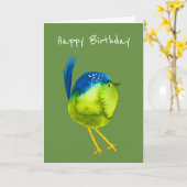 Carte Oiseau vert mignon (Fleur jaune)