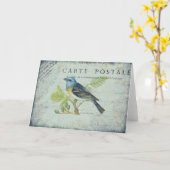 Carte Oiseau vintage (Fleur jaune)