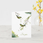 Carte Oiseaux à l'aquarelle contemporains sur branches d (Fleur jaune)