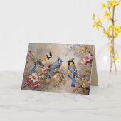 Carte Oiseaux à l'aquarelle et couverture personnalisabl (Fleur jaune)