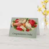 Carte Oiseaux Antiques Amour de Columbes Art Classique V (Fleur jaune)