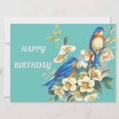 Carte oiseaux bleus sur floral (Devant)