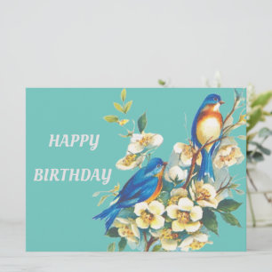 Carte oiseaux bleus sur floral