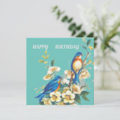 Carte oiseaux bleus sur floral (Debout devant)